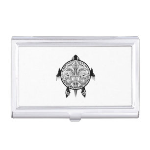 Tribal Turtle Shield Tattoo Business Card Holder