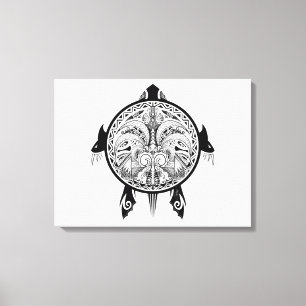 Tribal Turtle Shield Tattoo Canvas Print