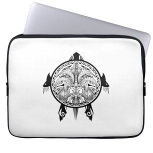 Tribal Turtle Shield Tattoo Laptop Sleeve