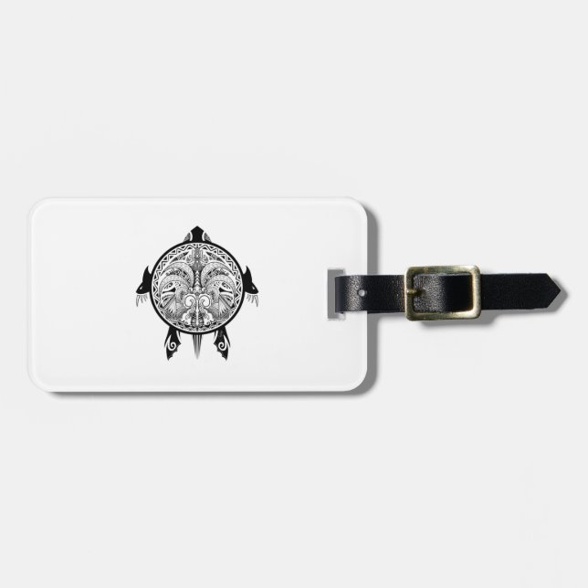 Tribal Turtle Shield Tattoo Luggage Tag (Front Horizontal)
