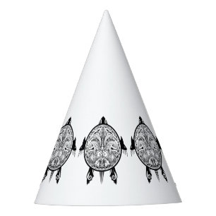 Tribal Turtle Shield Tattoo Party Hat