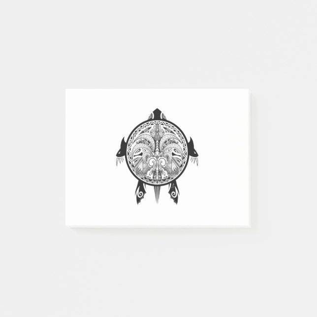 Tribal Turtle Shield Tattoo Post-it Notes (Front)