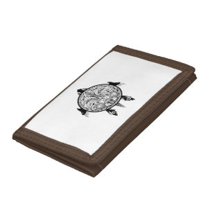 Tribal Turtle Shield Tattoo Trifold Wallet