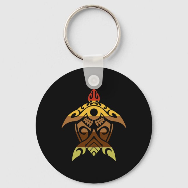 Tribal Turtle Thanksgiving Day Cool Polynesian Fal Key Ring (Front)