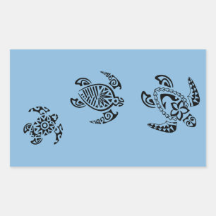 Tribal Turtle Trio Design Rectangular Sticker