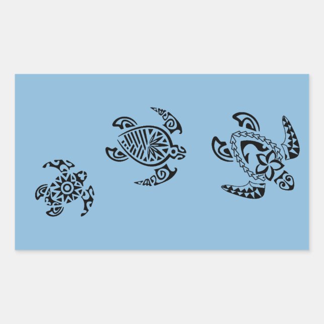 Tribal Turtle Trio Design Rectangular Sticker (Front)