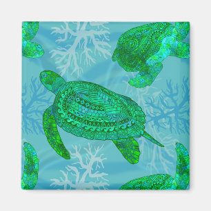 Tribal Turtles Magnet