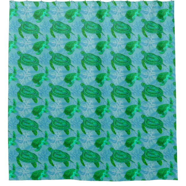 Tribal Turtles Shower Curtain (Front)