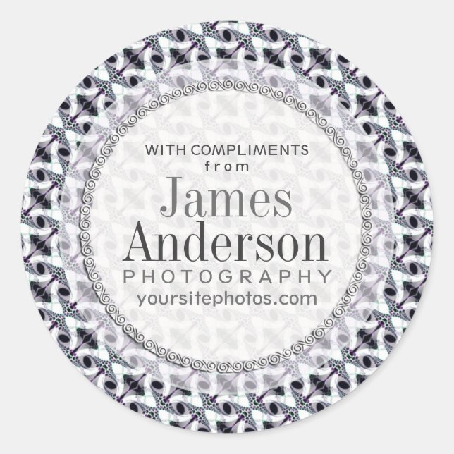 Tribal Twist B&W Pattern Social Business Sticker (Front)