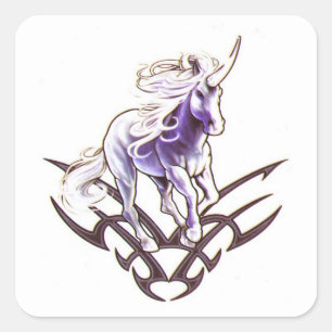 Tribal unicorn tattoo design square sticker