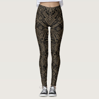 Tribal Vibe Black and Tan Print Leggings