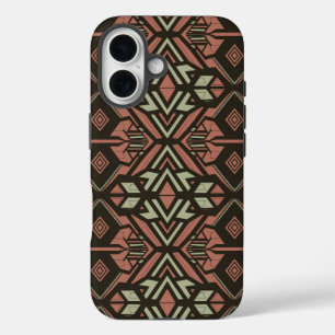 Tribal Vibes – Earthy Geometric Aztec Pattern iPhone 16 Case