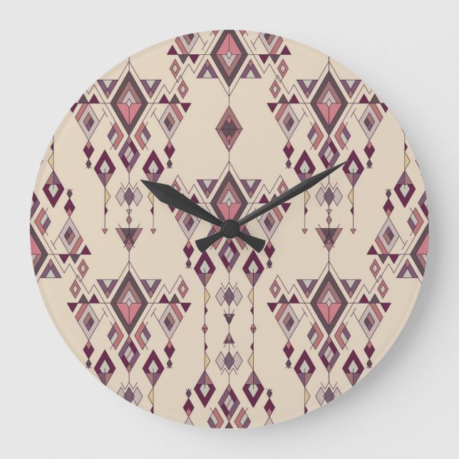 Tribal Vintage Ethnic Seamless Aztec Large Clock (Front)