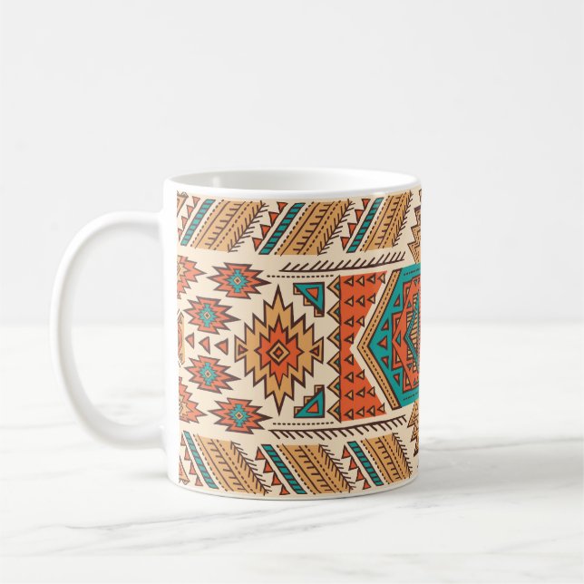 Tribal Vintage: Ethnic Seamless Pattern Coffee Mug (Left)