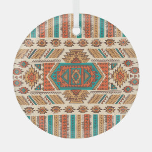 Tribal Vintage: Ethnic Seamless Pattern Glass Tree Decoration