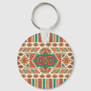Tribal Vintage: Ethnic Seamless Pattern Key Ring