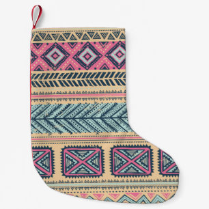 Tribal vintage ethnic seamless small christmas stocking