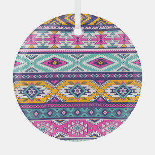 Tribal vintage Navajo: retro pattern Glass Tree Decoration