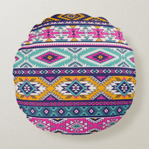 Tribal vintage Navajo: retro pattern Round Cushion