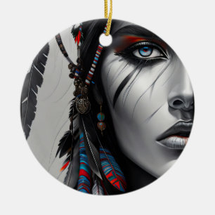 Tribal Warrior Ceramic Tree Decoration
