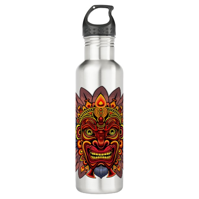 Tribal Warrior King Ritual Mask 710 Ml Water Bottle (Front)