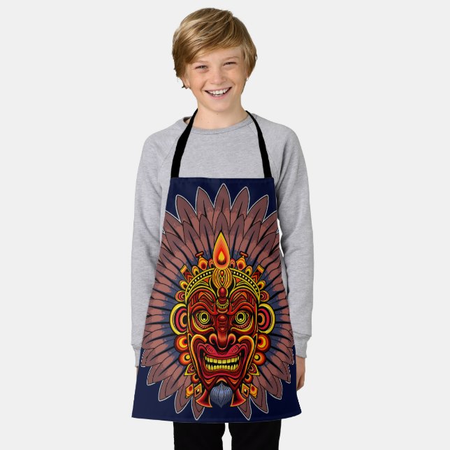 Tribal Warrior King Ritual Mask Apron (Worn)