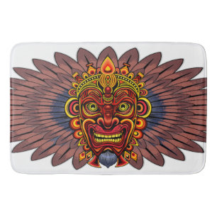 Tribal Warrior King Ritual Mask Bath Mat