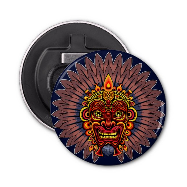 Tribal Warrior King Ritual Mask Bottle Opener (Front)