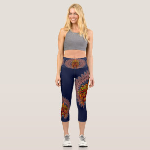 Tribal Warrior King Ritual Mask Capri Leggings