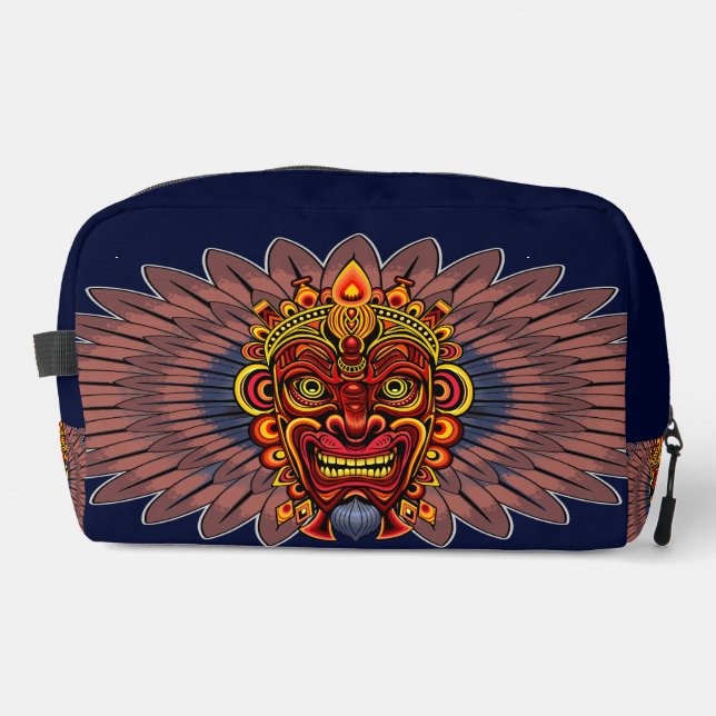 Tribal Warrior King Ritual Mask Dopp Kit (Front)