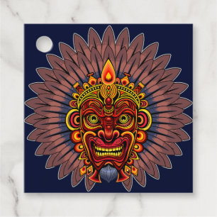 Tribal Warrior King Ritual Mask Favour Tags