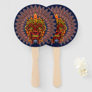 Tribal Warrior King Ritual Mask Hand Fan