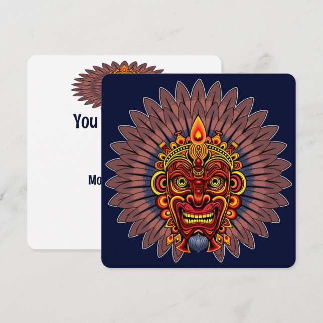 Tribal Warrior King Ritual Mask Invitation (Front/Back)