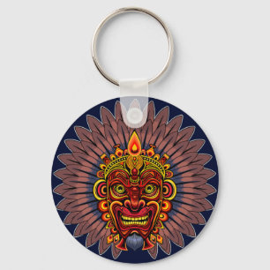 Tribal Warrior King Ritual Mask Key Ring