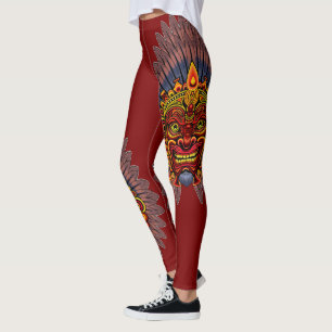 Tribal Warrior King Ritual Mask Leggings