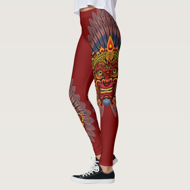 Tribal Warrior King Ritual Mask Leggings (Left)