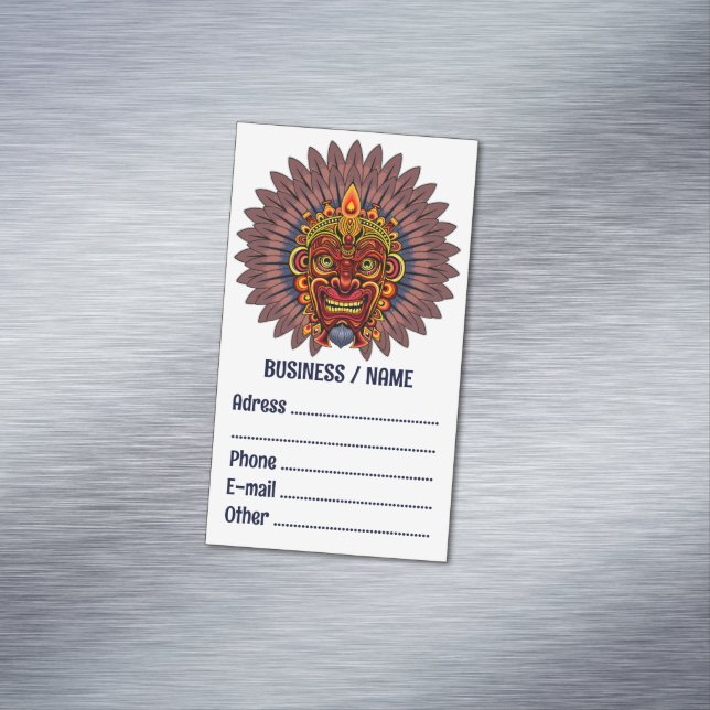 Tribal Warrior King Ritual Mask Magnetic Business Card (In Situ)