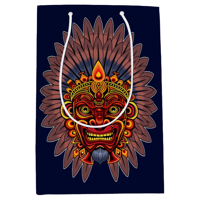 Tribal Warrior King Ritual Mask Medium Gift Bag (Front)
