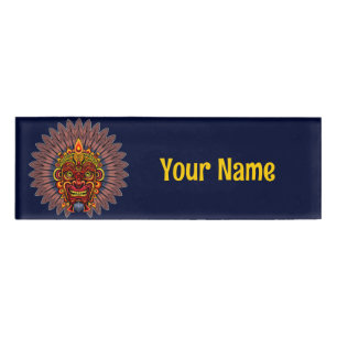Tribal Warrior King Ritual Mask Name Tag