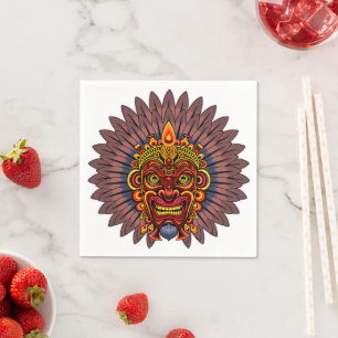 Tribal Warrior King Ritual Mask Napkin