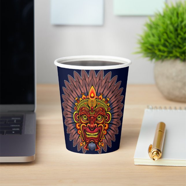 Tribal Warrior King Ritual Mask Paper Cups (Insitu)