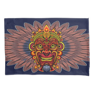 Tribal Warrior King Ritual Mask Pillowcase