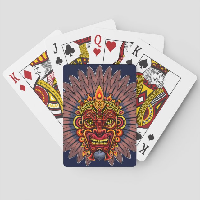 Tribal Warrior King Ritual Mask Playing Cards (Back)
