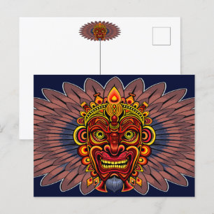 Tribal Warrior King Ritual Mask Postcard
