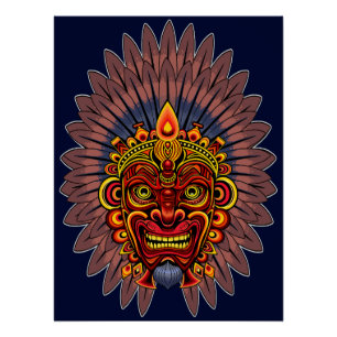 Tribal Warrior King Ritual Mask Poster