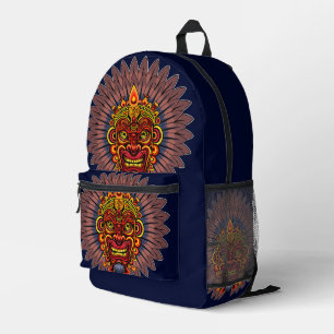 Tribal Warrior King Ritual Mask Printed Backpack