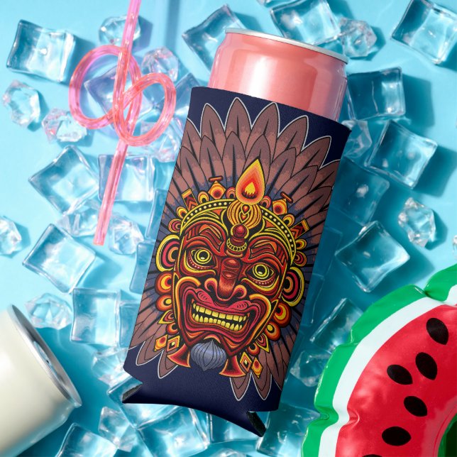 Tribal Warrior King Ritual Mask Seltzer Can Cooler (In Situ Summer)