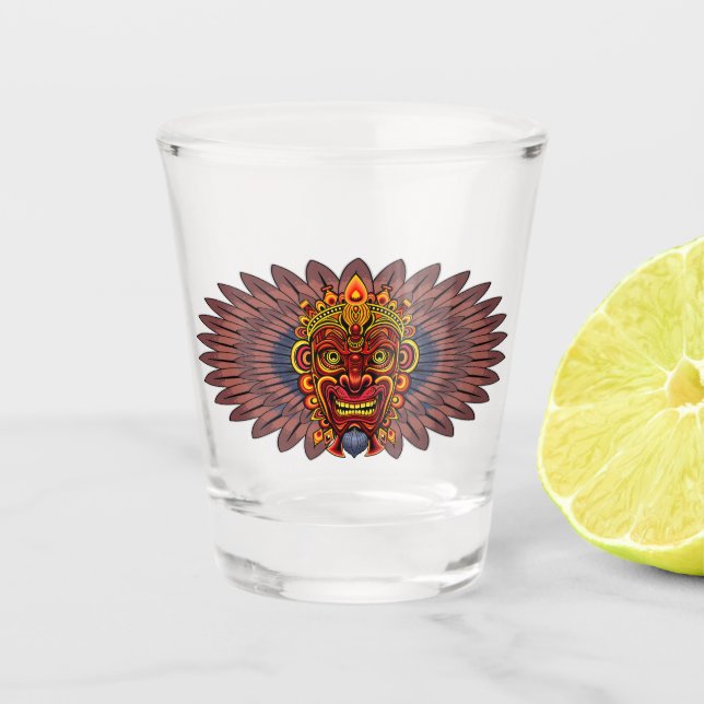 Tribal Warrior King Ritual Mask Shot Glass (Front)