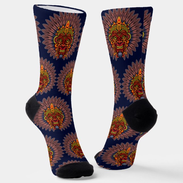 Tribal Warrior King Ritual Mask Socks (Angled)
