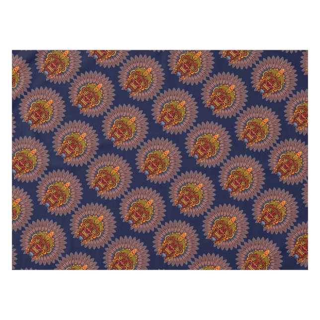 Tribal Warrior King Ritual Mask Tablecloth (Front (Horizontal))